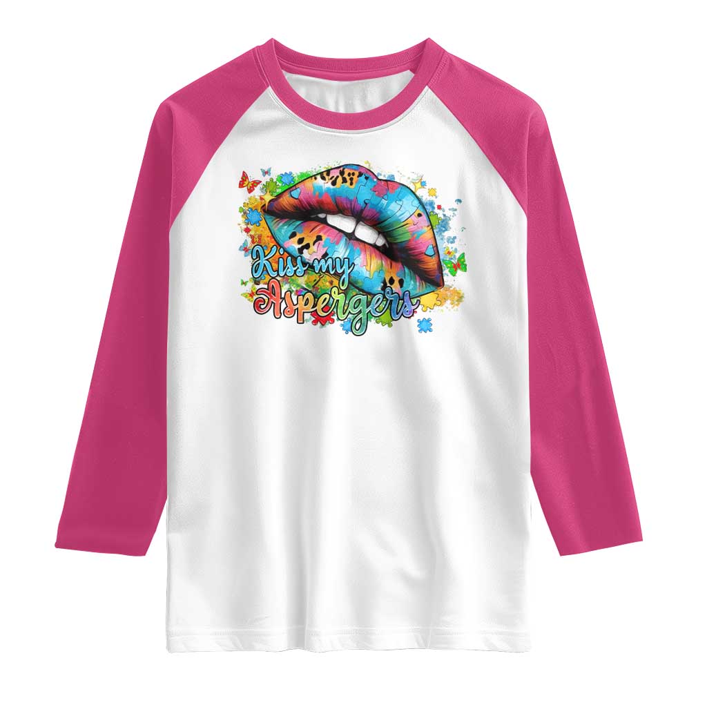 Funny Kiss My Aspergers Raglan Shirt Asperger Syndrome Autism Awareness