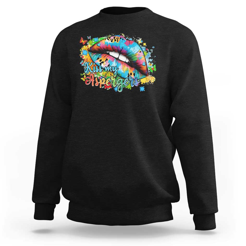 Funny Kiss My Aspergers Sweatshirt Asperger Syndrome Autism Awareness