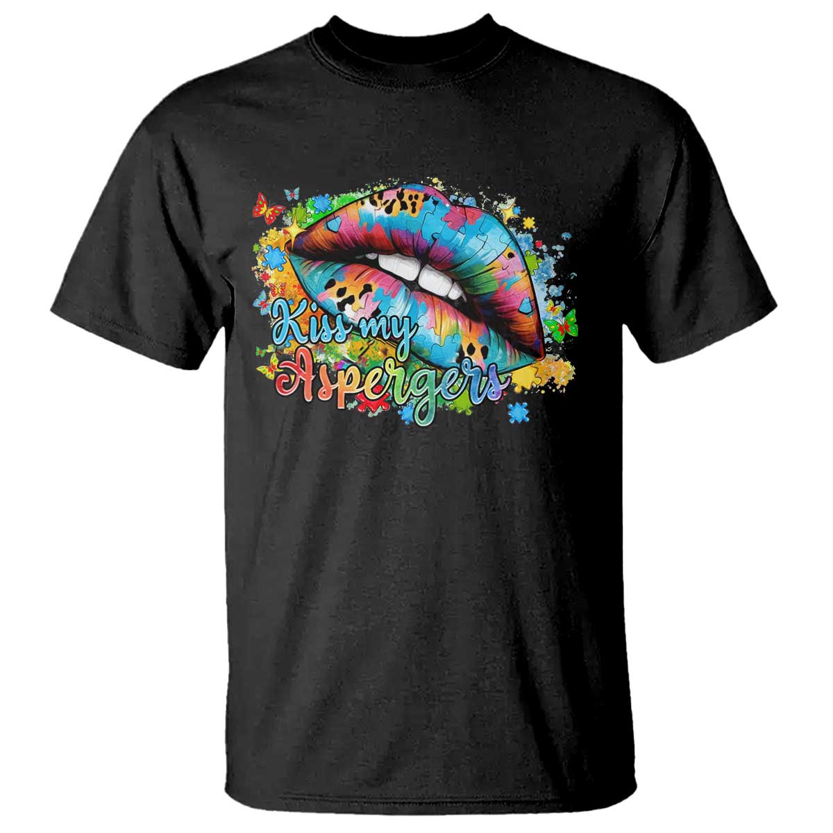 Funny Kiss My Aspergers T Shirt Asperger Syndrome Autism Awareness