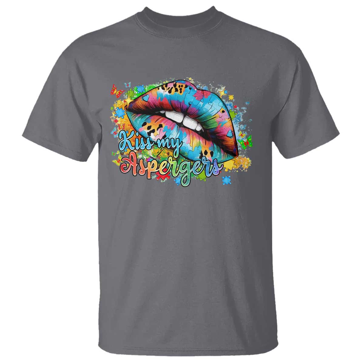Funny Kiss My Aspergers T Shirt Asperger Syndrome Autism Awareness