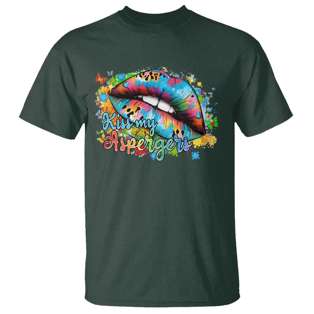 Funny Kiss My Aspergers T Shirt Asperger Syndrome Autism Awareness