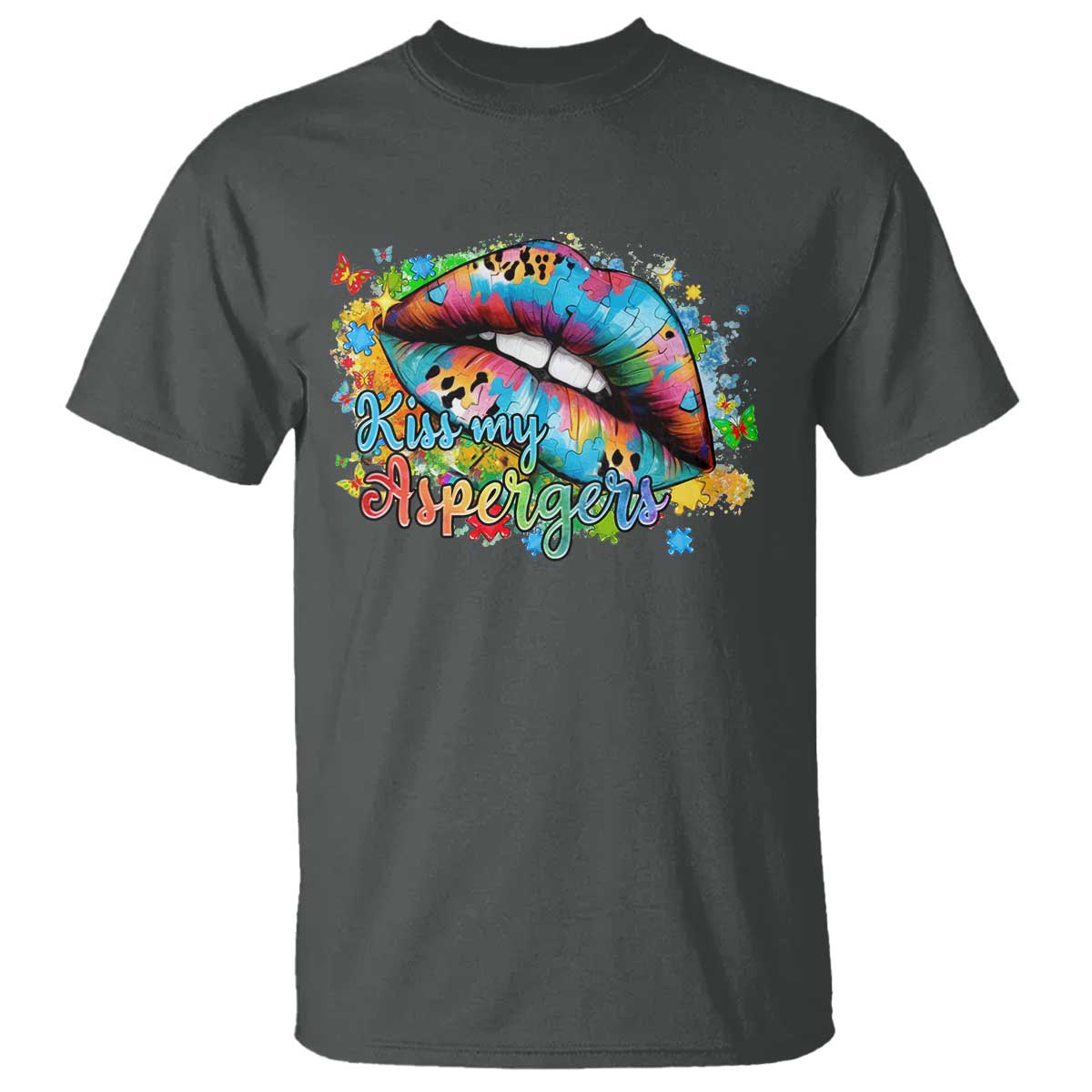 Funny Kiss My Aspergers T Shirt Asperger Syndrome Autism Awareness