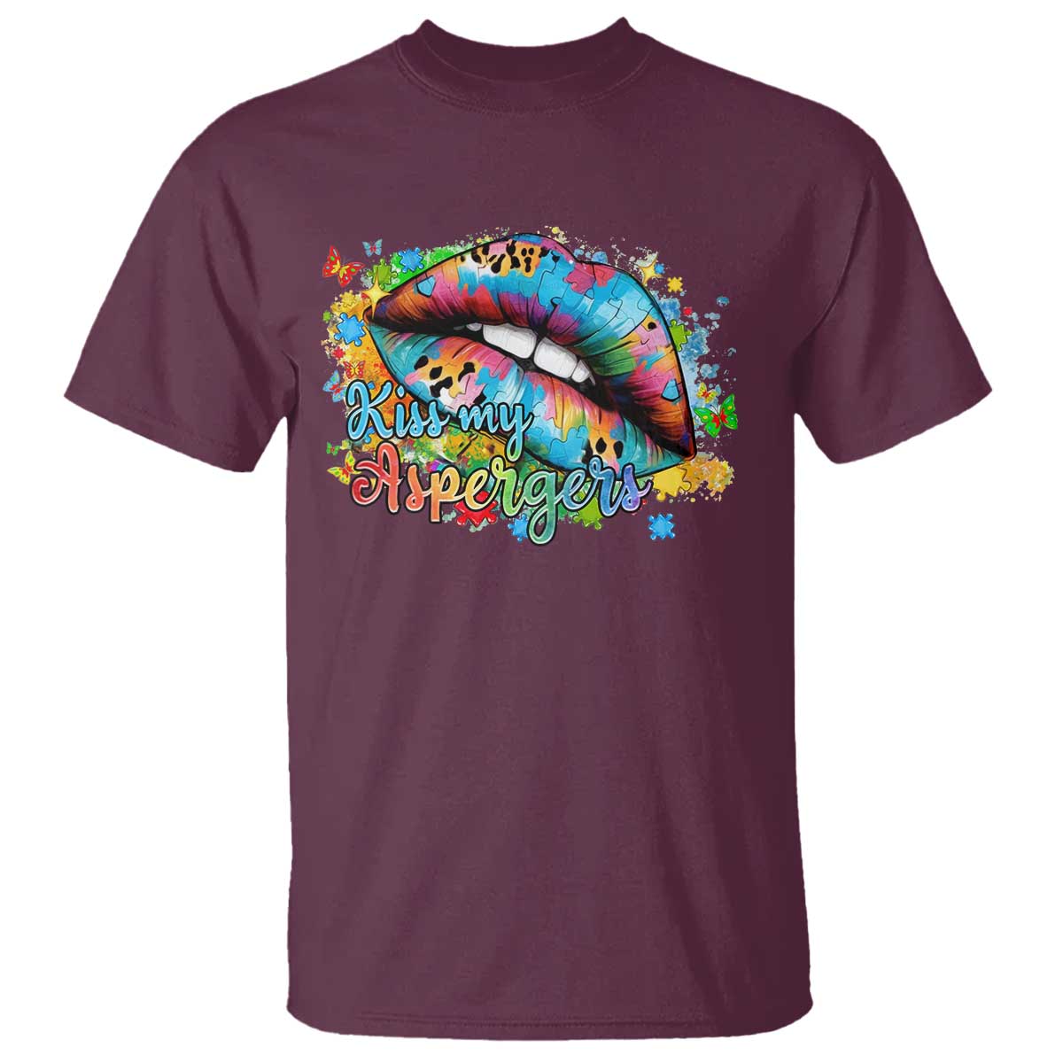 Funny Kiss My Aspergers T Shirt Asperger Syndrome Autism Awareness