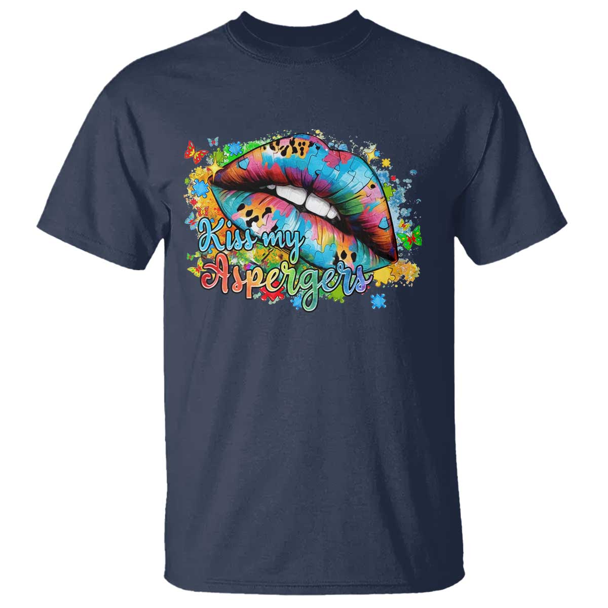 Funny Kiss My Aspergers T Shirt Asperger Syndrome Autism Awareness