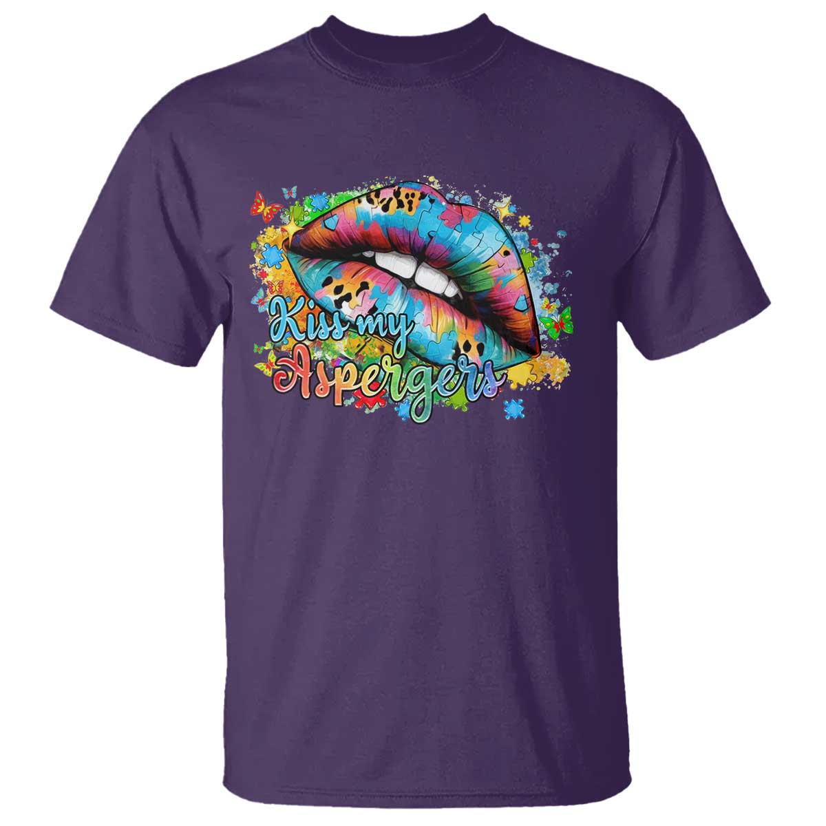 Funny Kiss My Aspergers T Shirt Asperger Syndrome Autism Awareness