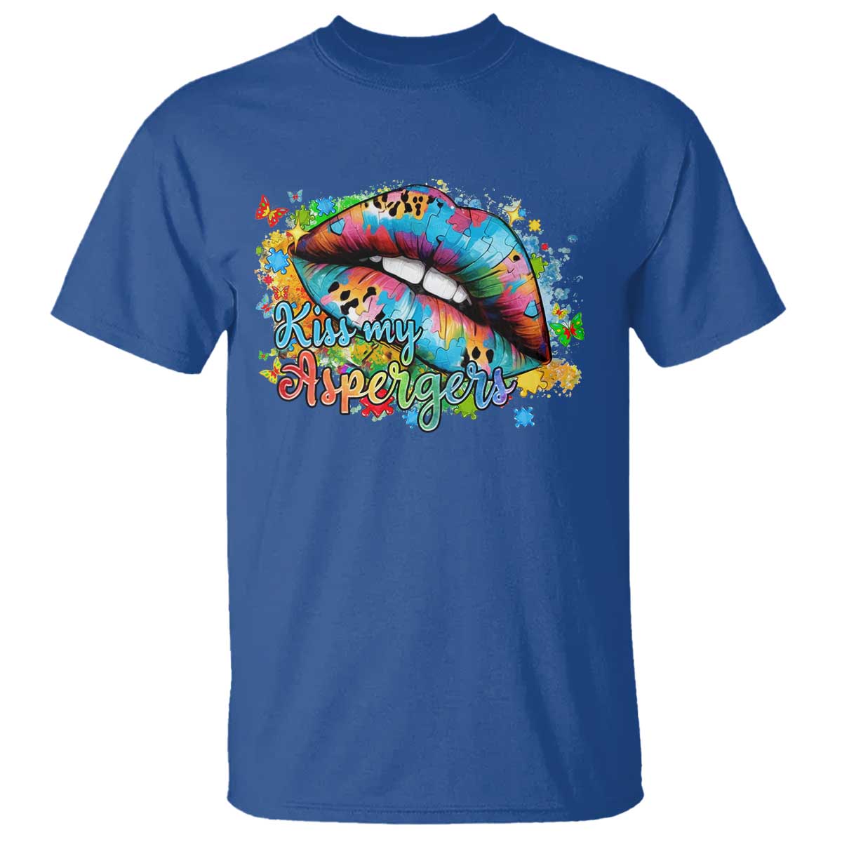 Funny Kiss My Aspergers T Shirt Asperger Syndrome Autism Awareness