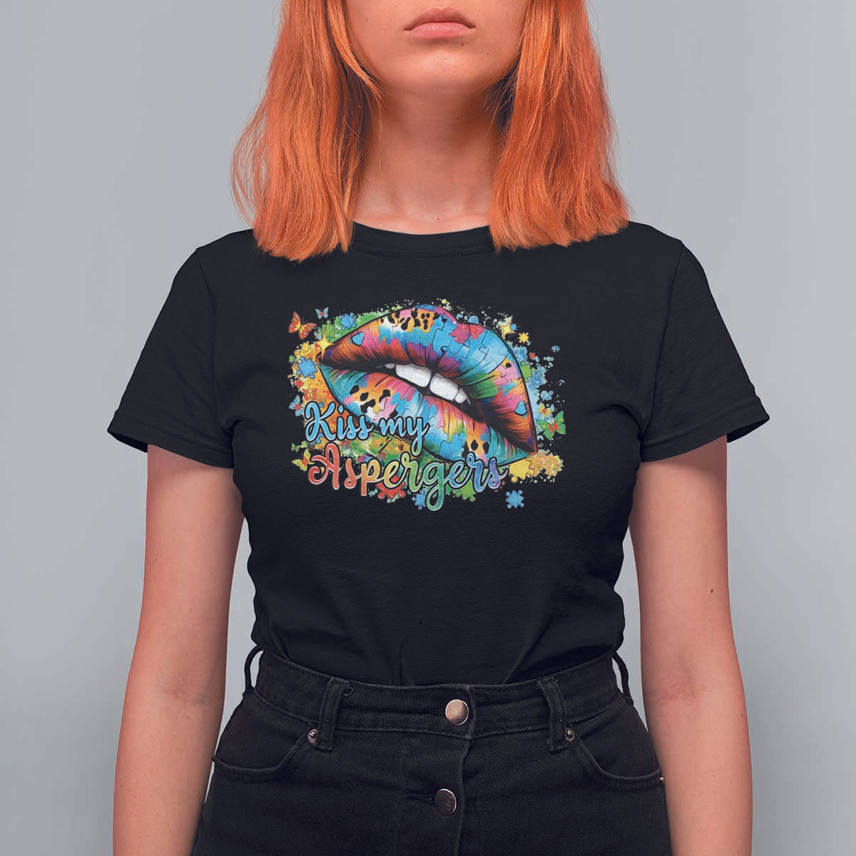 Funny Kiss My Aspergers T Shirt For Women Asperger Syndrome Autism Awareness