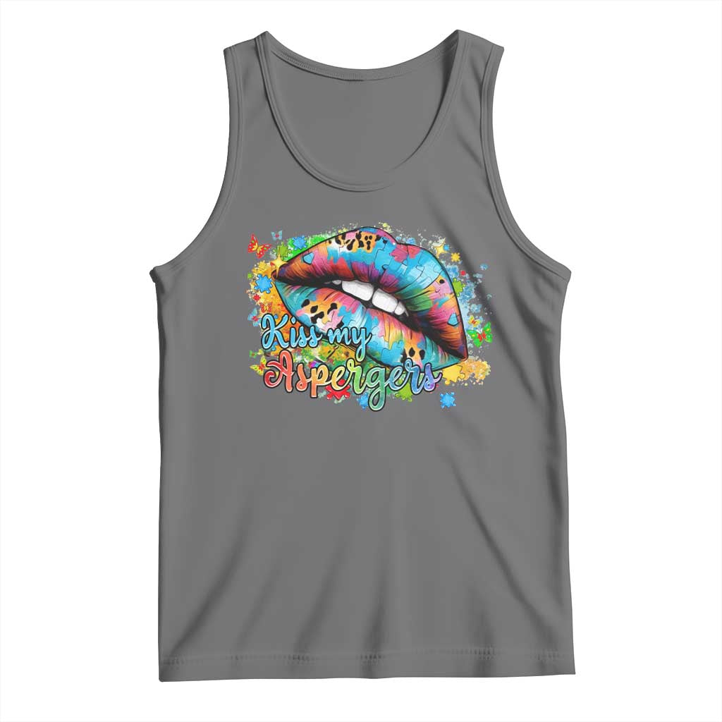 Funny Kiss My Aspergers Tank Top Asperger Syndrome Autism Awareness