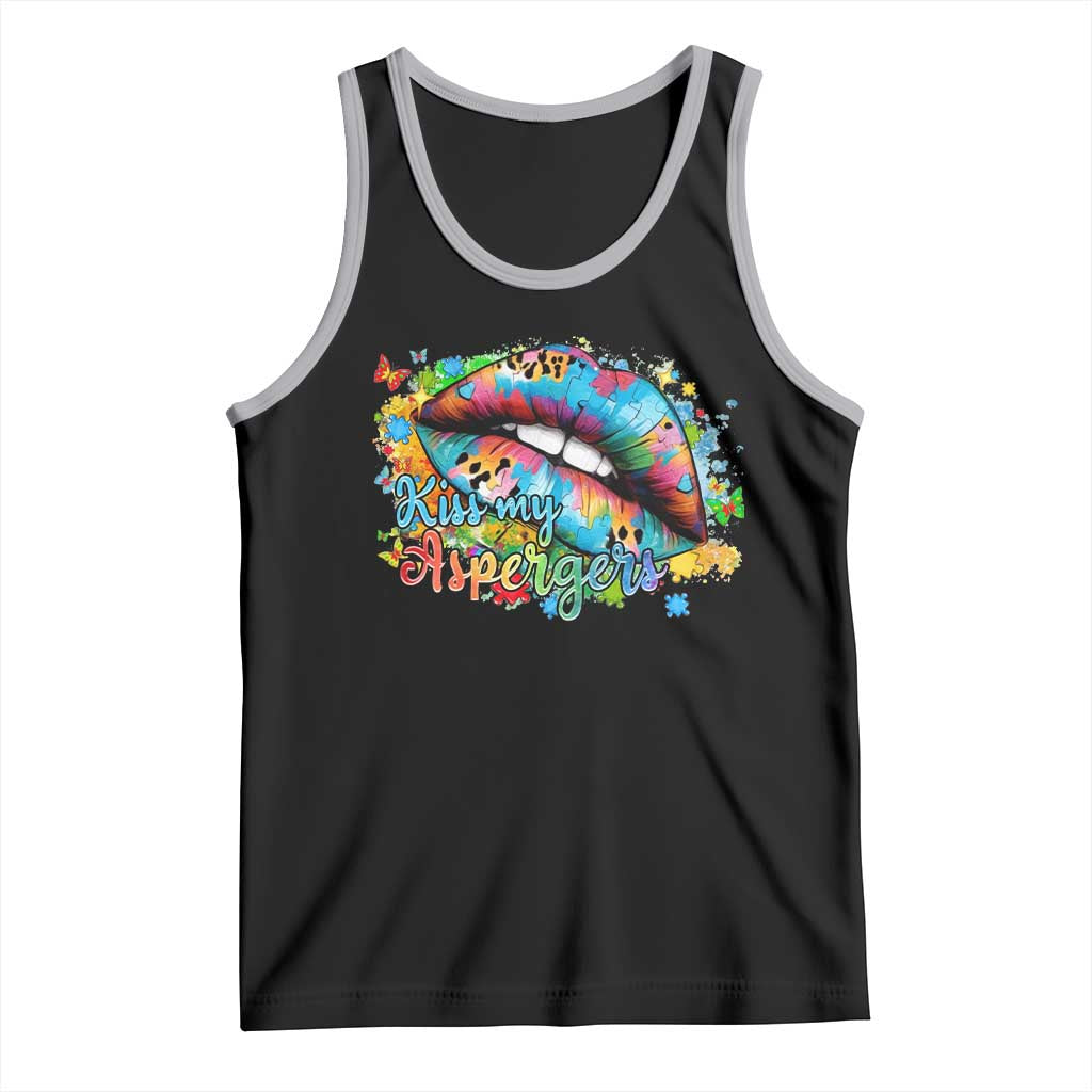 Funny Kiss My Aspergers Tank Top Asperger Syndrome Autism Awareness