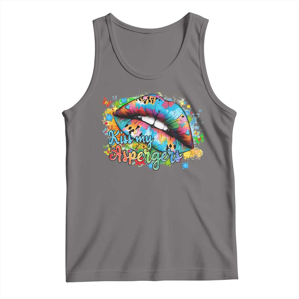 Funny Kiss My Aspergers Tank Top Asperger Syndrome Autism Awareness