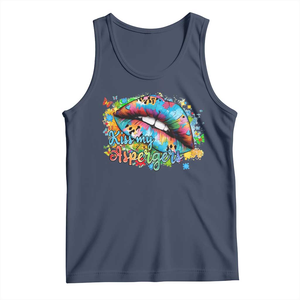 Funny Kiss My Aspergers Tank Top Asperger Syndrome Autism Awareness