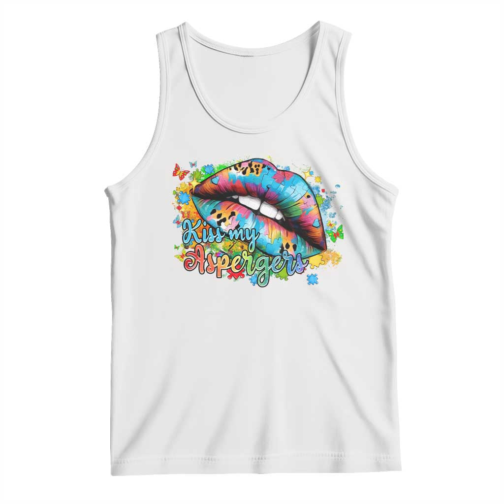 Funny Kiss My Aspergers Tank Top Asperger Syndrome Autism Awareness