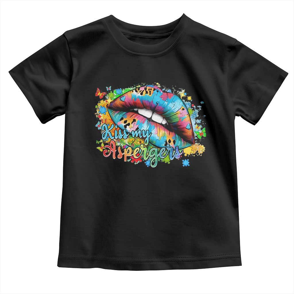 Funny Kiss My Aspergers Toddler T Shirt Asperger Syndrome Autism Awareness