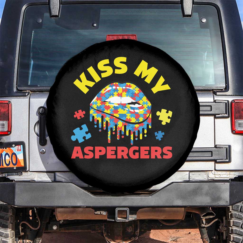 Funny Kiss My Aspergers Spare Tire Cover Asperger Syndrome Autism Awareness Puzzle Lips