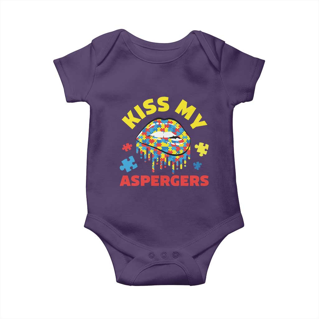 Funny Kiss My Aspergers Baby Onesie Asperger Syndrome Autism Awareness Puzzle Lips