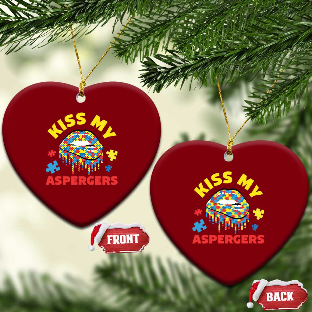 Funny Kiss My Aspergers Ceramic Ornament Asperger Syndrome Autism Awareness Puzzle Lips