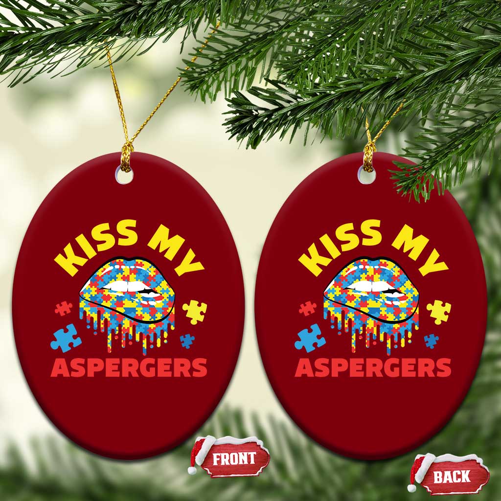 Funny Kiss My Aspergers Ceramic Ornament Asperger Syndrome Autism Awareness Puzzle Lips