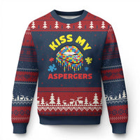 Funny Kiss My Aspergers Ugly Christmas Sweater Asperger Syndrome Autism Awareness Puzzle Lips