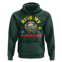 Funny Kiss My Aspergers Hoodie Asperger Syndrome Autism Awareness Puzzle Lips