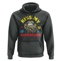 Funny Kiss My Aspergers Hoodie Asperger Syndrome Autism Awareness Puzzle Lips