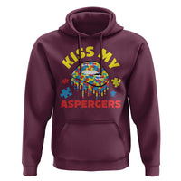 Funny Kiss My Aspergers Hoodie Asperger Syndrome Autism Awareness Puzzle Lips