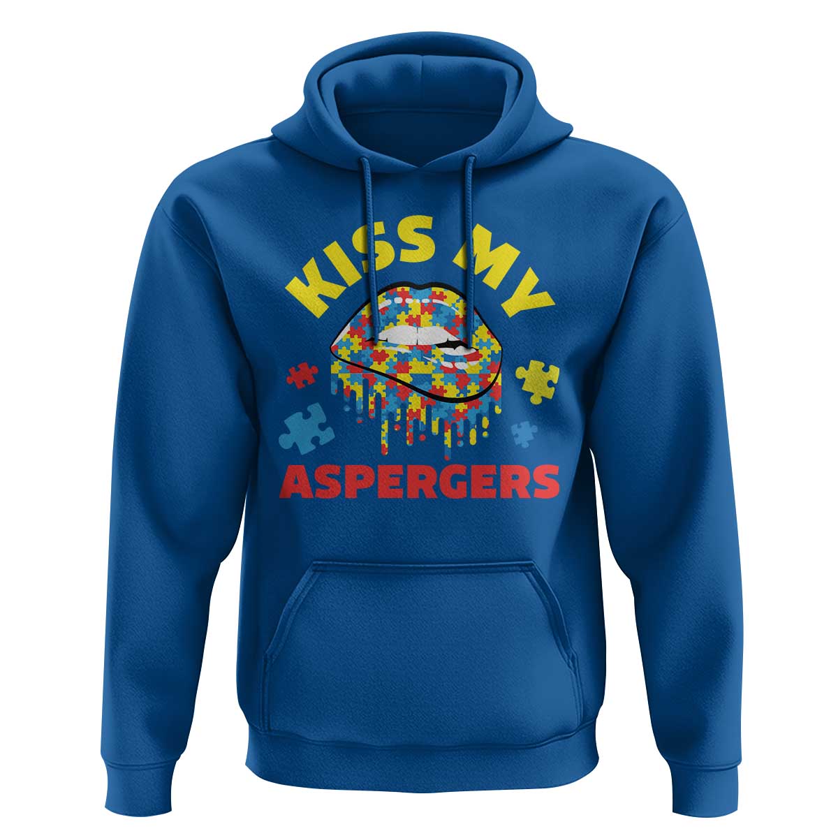 Funny Kiss My Aspergers Hoodie Asperger Syndrome Autism Awareness Puzzle Lips