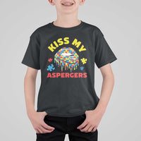 Funny Kiss My Aspergers T Shirt For Kid Asperger Syndrome Autism Awareness Puzzle Lips