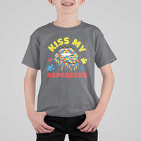 Funny Kiss My Aspergers T Shirt For Kid Asperger Syndrome Autism Awareness Puzzle Lips