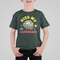 Funny Kiss My Aspergers T Shirt For Kid Asperger Syndrome Autism Awareness Puzzle Lips