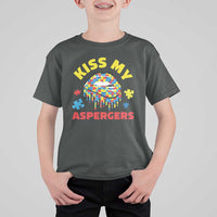 Funny Kiss My Aspergers T Shirt For Kid Asperger Syndrome Autism Awareness Puzzle Lips