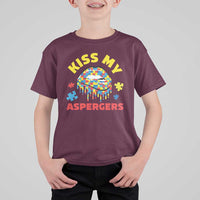 Funny Kiss My Aspergers T Shirt For Kid Asperger Syndrome Autism Awareness Puzzle Lips