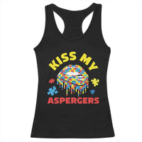 Funny Kiss My Aspergers Racerback Tank Top Asperger Syndrome Autism Awareness Puzzle Lips