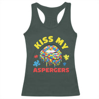 Funny Kiss My Aspergers Racerback Tank Top Asperger Syndrome Autism Awareness Puzzle Lips