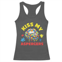 Funny Kiss My Aspergers Racerback Tank Top Asperger Syndrome Autism Awareness Puzzle Lips