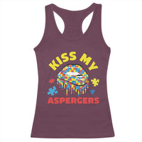 Funny Kiss My Aspergers Racerback Tank Top Asperger Syndrome Autism Awareness Puzzle Lips