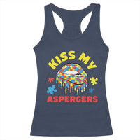 Funny Kiss My Aspergers Racerback Tank Top Asperger Syndrome Autism Awareness Puzzle Lips