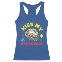 Funny Kiss My Aspergers Racerback Tank Top Asperger Syndrome Autism Awareness Puzzle Lips