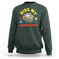Funny Kiss My Aspergers Sweatshirt Asperger Syndrome Autism Awareness Puzzle Lips