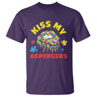 Funny Kiss My Aspergers T Shirt Asperger Syndrome Autism Awareness Puzzle Lips