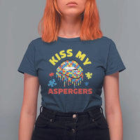 Funny Kiss My Aspergers T Shirt For Women Asperger Syndrome Autism Awareness Puzzle Lips
