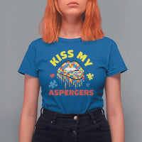 Funny Kiss My Aspergers T Shirt For Women Asperger Syndrome Autism Awareness Puzzle Lips