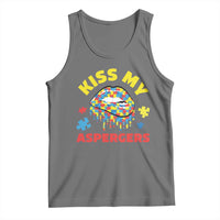 Funny Kiss My Aspergers Tank Top Asperger Syndrome Autism Awareness Puzzle Lips