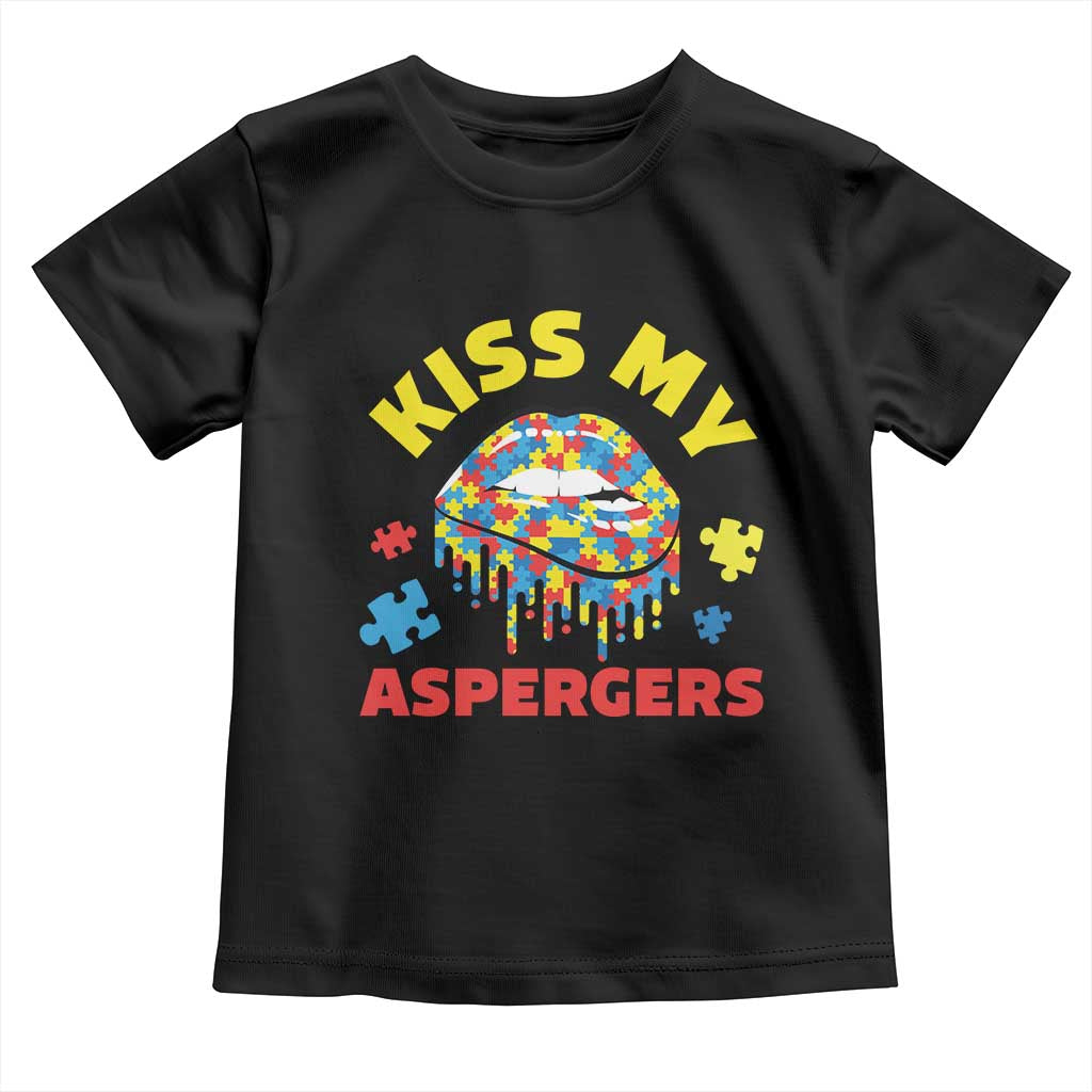 Funny Kiss My Aspergers Toddler T Shirt Asperger Syndrome Autism Awareness Puzzle Lips