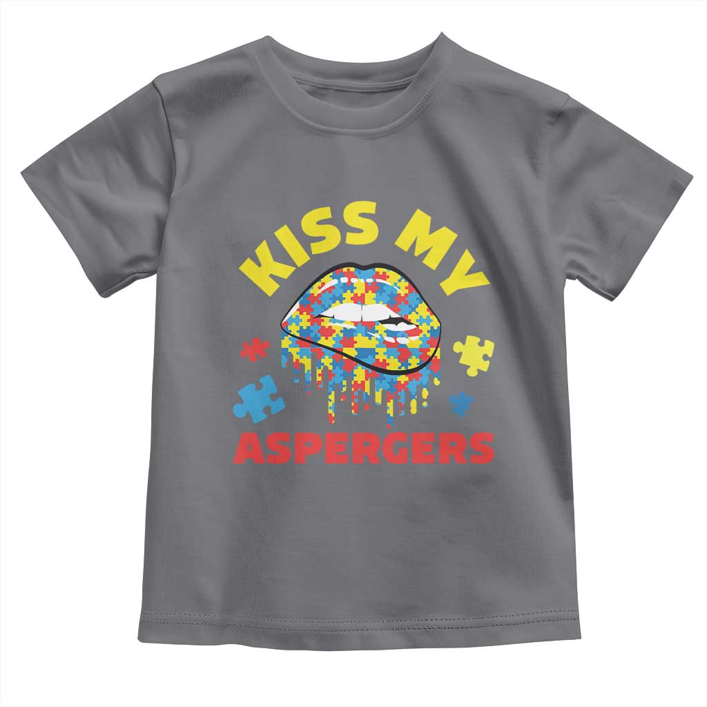 Funny Kiss My Aspergers Toddler T Shirt Asperger Syndrome Autism Awareness Puzzle Lips