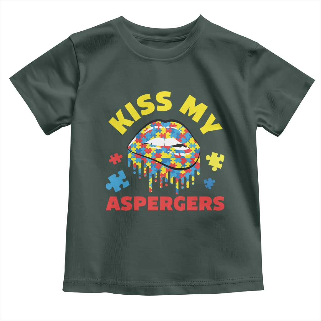Funny Kiss My Aspergers Toddler T Shirt Asperger Syndrome Autism Awareness Puzzle Lips