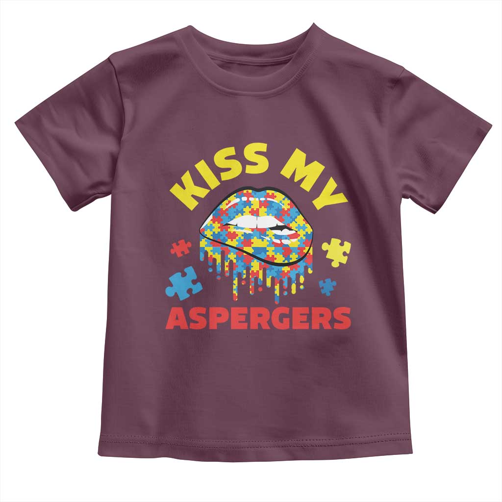 Funny Kiss My Aspergers Toddler T Shirt Asperger Syndrome Autism Awareness Puzzle Lips