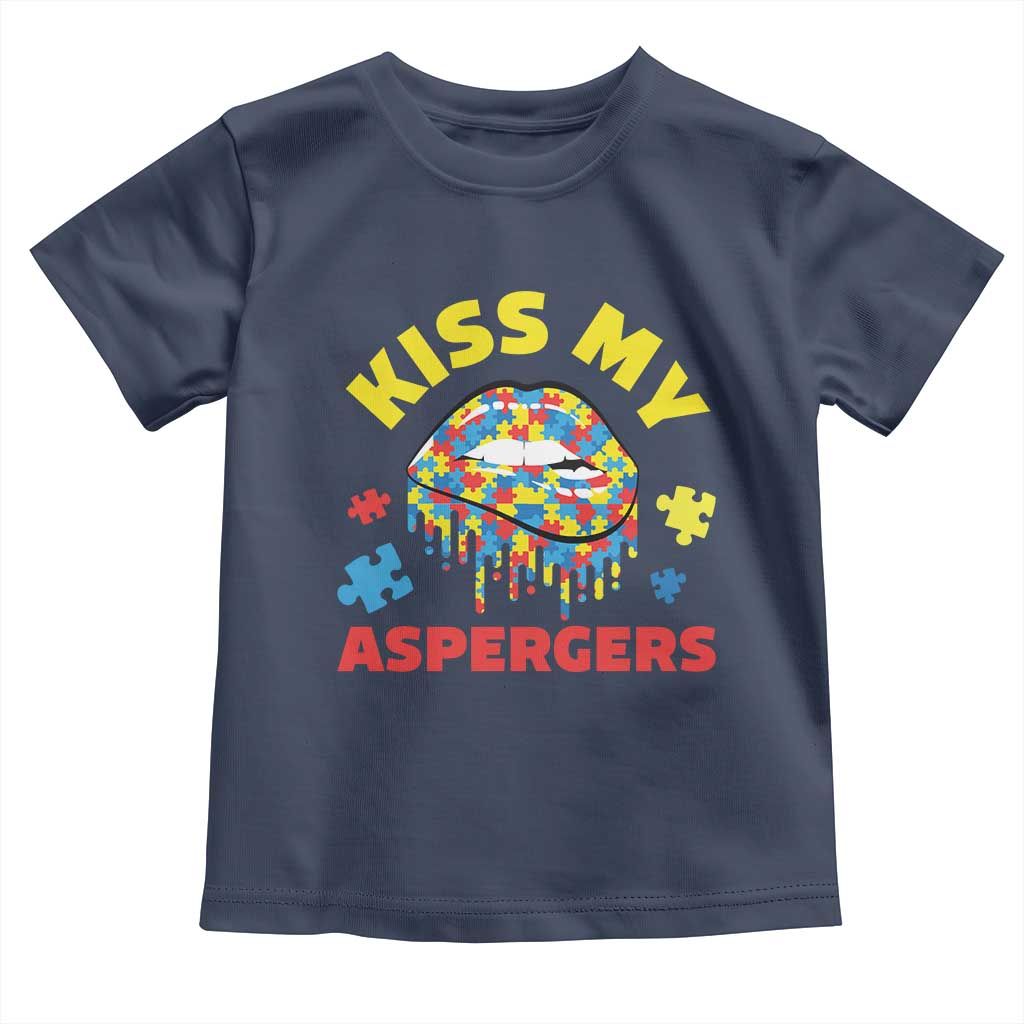 Funny Kiss My Aspergers Toddler T Shirt Asperger Syndrome Autism Awareness Puzzle Lips