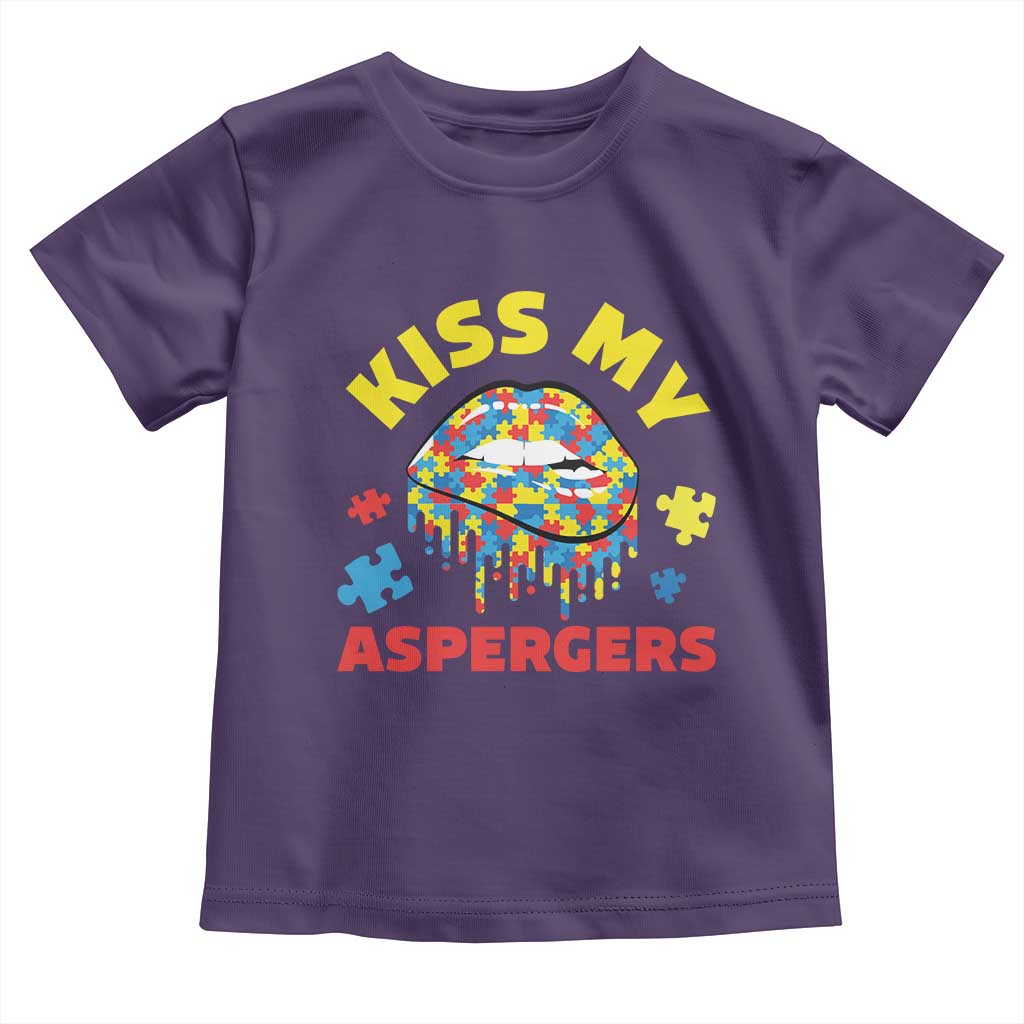 Funny Kiss My Aspergers Toddler T Shirt Asperger Syndrome Autism Awareness Puzzle Lips