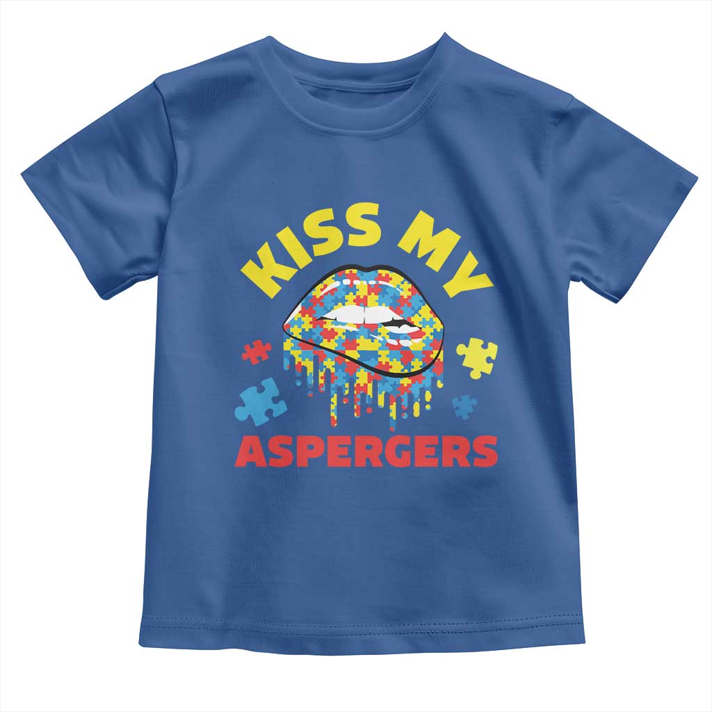 Funny Kiss My Aspergers Toddler T Shirt Asperger Syndrome Autism Awareness Puzzle Lips