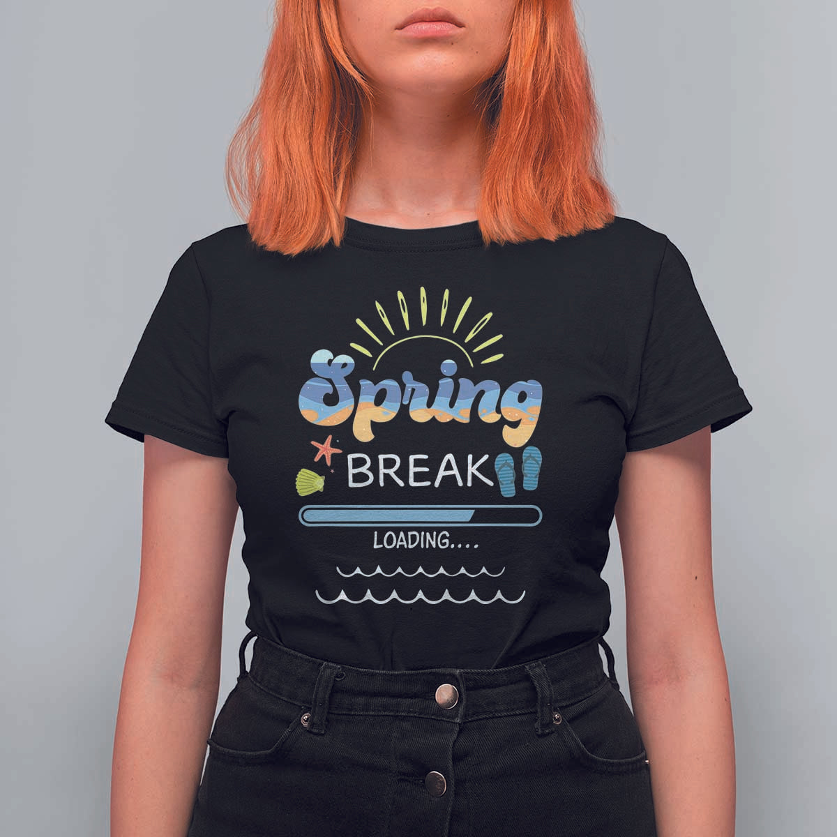 Funny Spring Break Loading T Shirt For Women Spring Vacation Beach Sunshine